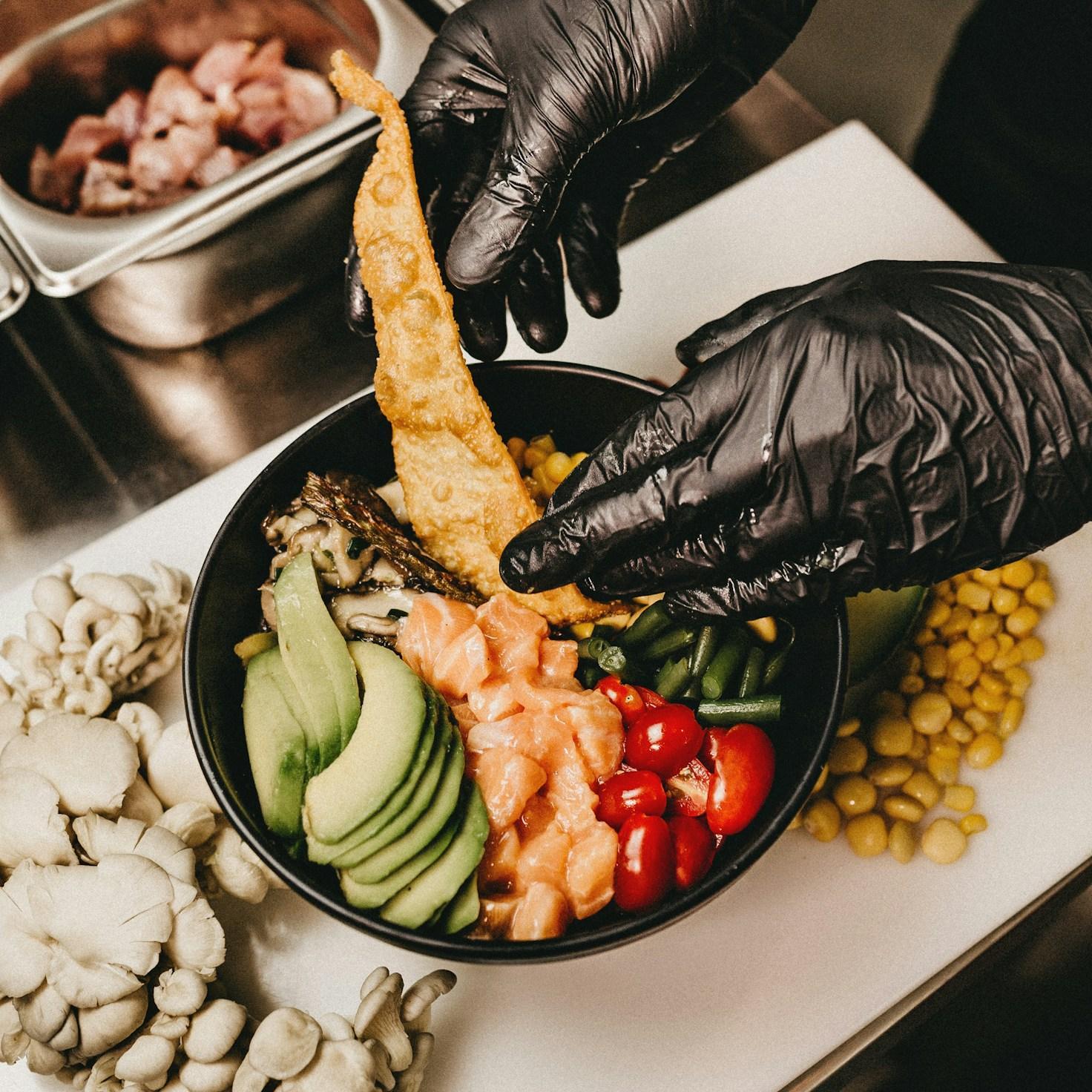 Balanced healthy meal prepared in a home kitchen